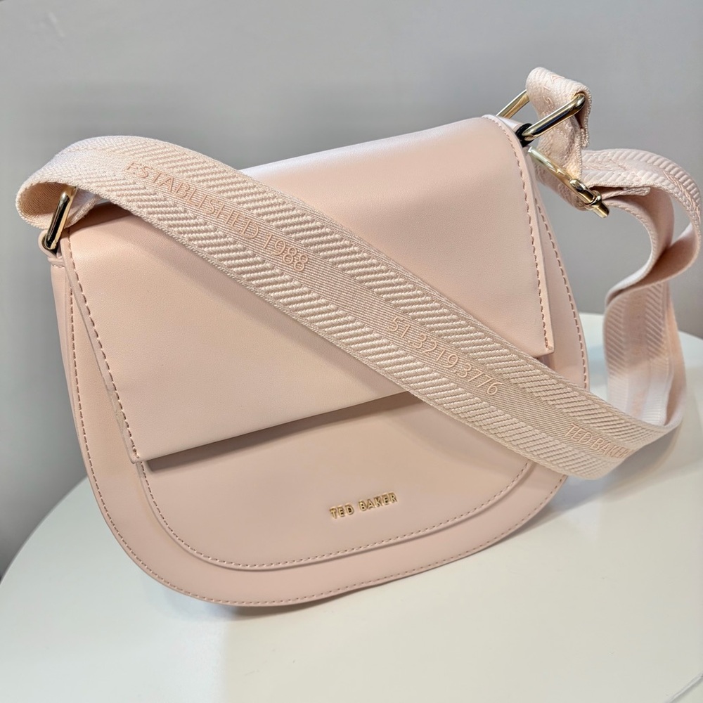 TED BAKER London NWT Baby Pink Webbing Darcell Satchel Crossbody bag MSRP $280